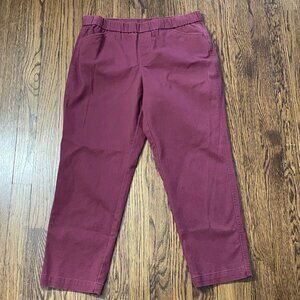 Lands End Womens 8P Petite Burgundy Pants Mid Rise Stretch Straight Leg
